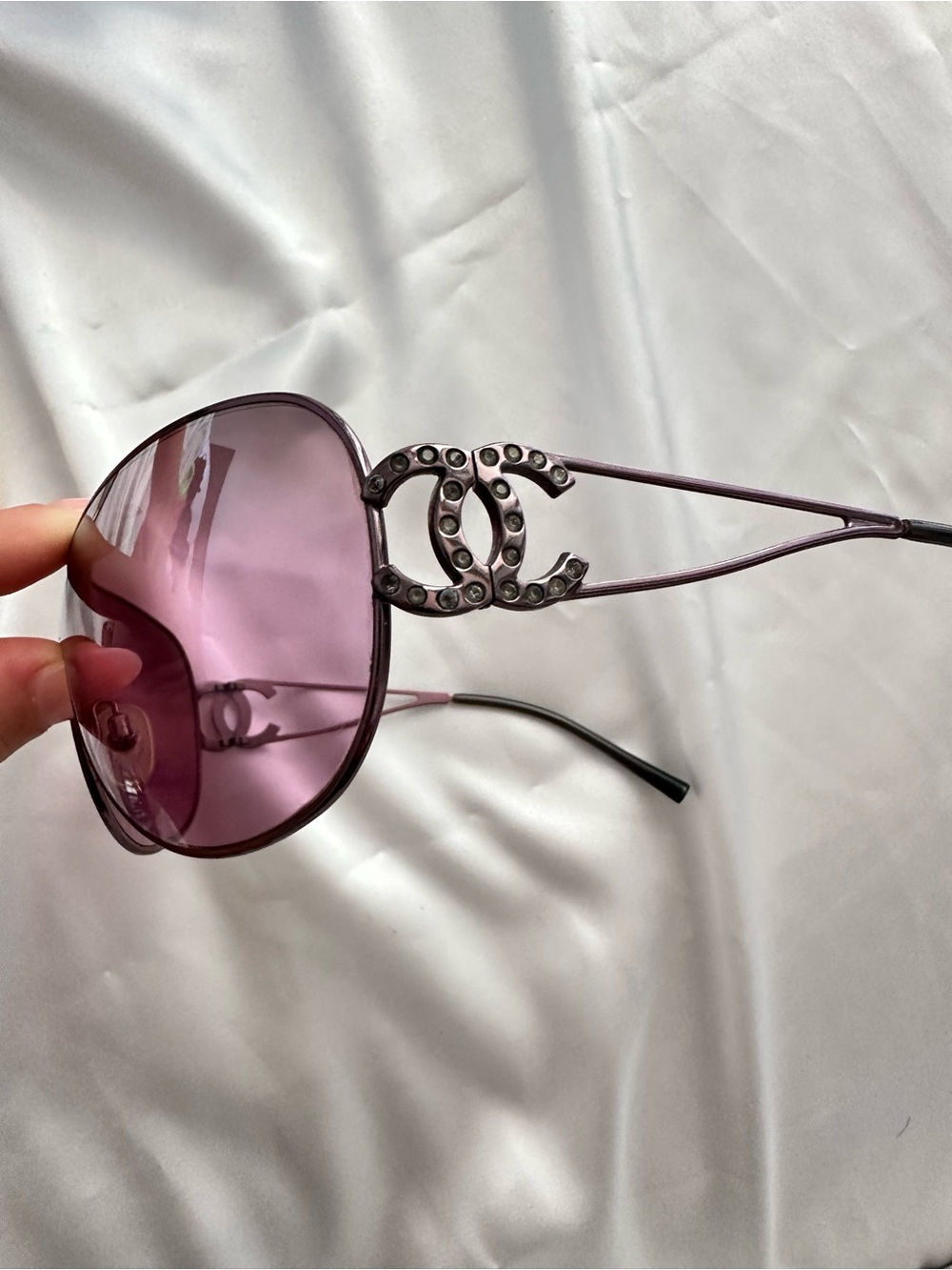 CHANEL Pink Purple Rhinestone  CC Logo Sunglasses - Picture 12 of 15